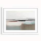 Abstract wall art featuring dynamic strokes and lines in shades of blue, gray, and white, framed with a mat, ideal for modern home decor.