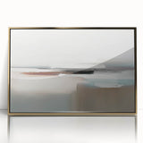 Framed abstract wall art showcasing dynamic strokes and lines in gold and neutral tones, perfect for modern decor. Ideal for enhancing living spaces.