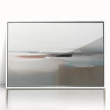 Framed acrylic wall art featuring an abstract design of colorful strokes and lines in a modern style, set against a white background, perfect for contemporary decor.