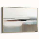 Framed canvas wall art showcasing an abstract design of strokes and lines in gold tones, elegantly displayed from a side view, perfect for modern decor accents.