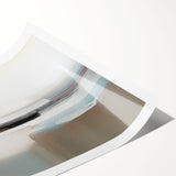 Abstract wall art print featuring vibrant strokes and lines in shades of blue, orange, and grey, showcasing modern design elements for contemporary decor.