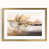 Abstract wall art featuring dynamic strokes and lines in a gold-framed design, showcasing a modern aesthetic with a matte finish, ideal for contemporary decor.