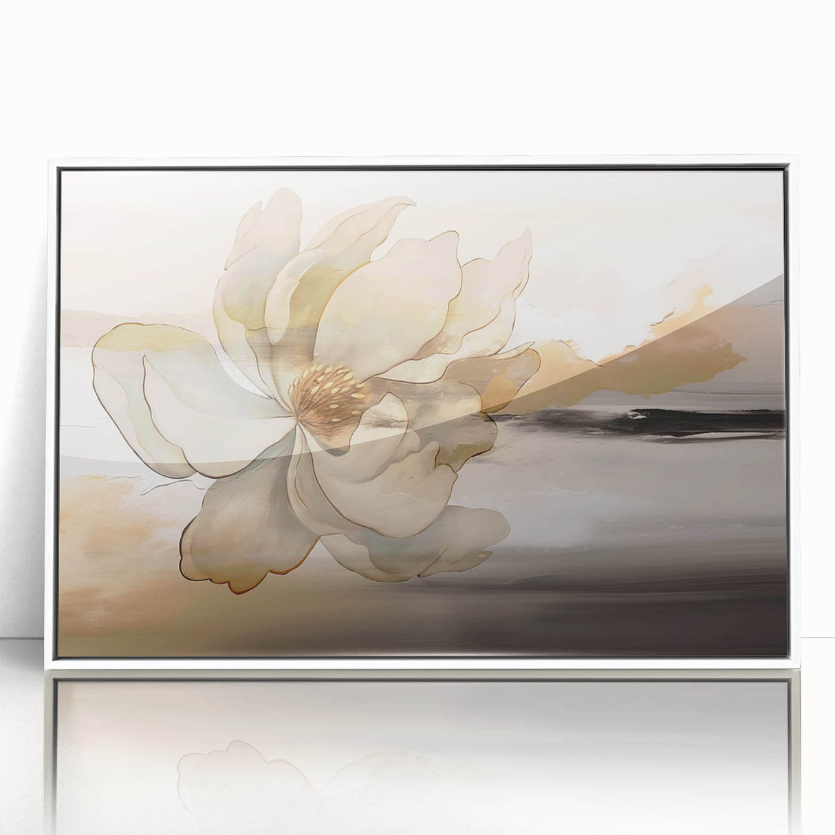 Framed wall art featuring an abstract design of colorful strokes and lines on a white background, adding a contemporary touch to any room's decor.