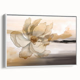 Framed canvas wall art showcasing an abstract design of colorful strokes and lines against a white background, ideal for modern home decor.