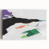 Abstract wall art canvas featuring vibrant strokes and lines in shades of blue, orange, and yellow, perfect for modern home decor.