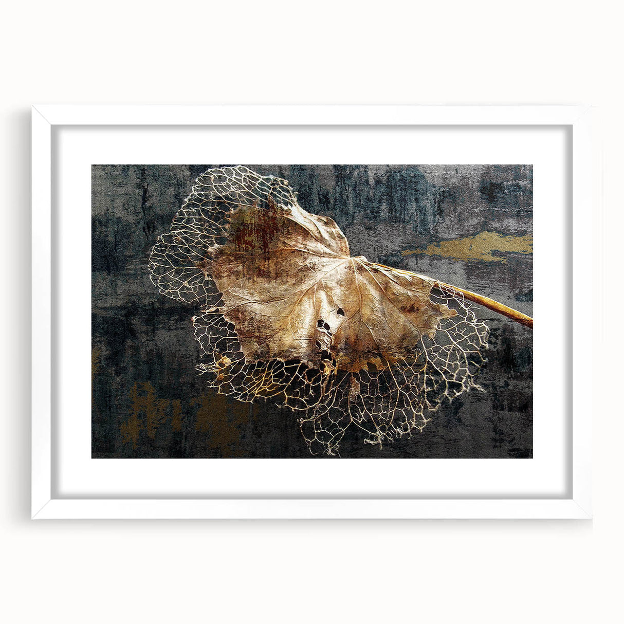 Abstract strokes and lines design wall art collection in a white frame with a mat, showcasing modern artistic elements ideal for contemporary home décor.