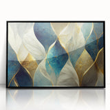 Framed abstract wall art showcasing vibrant strokes and lines in a minimalist black frame, ideal for modern home decor.