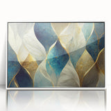 Framed abstract wall art featuring colorful strokes and lines in vibrant hues, set against a sleek white background, perfect for modern decor.