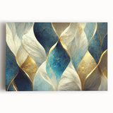 Abstract wall art featuring vibrant strokes and lines in a mix of blue, yellow, and pink on a stretched canvas, ideal for modern decor.