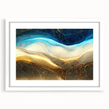 Abstract wall art design showcasing vibrant strokes and lines in a modern color palette, framed with a white mat for an elegant display.
