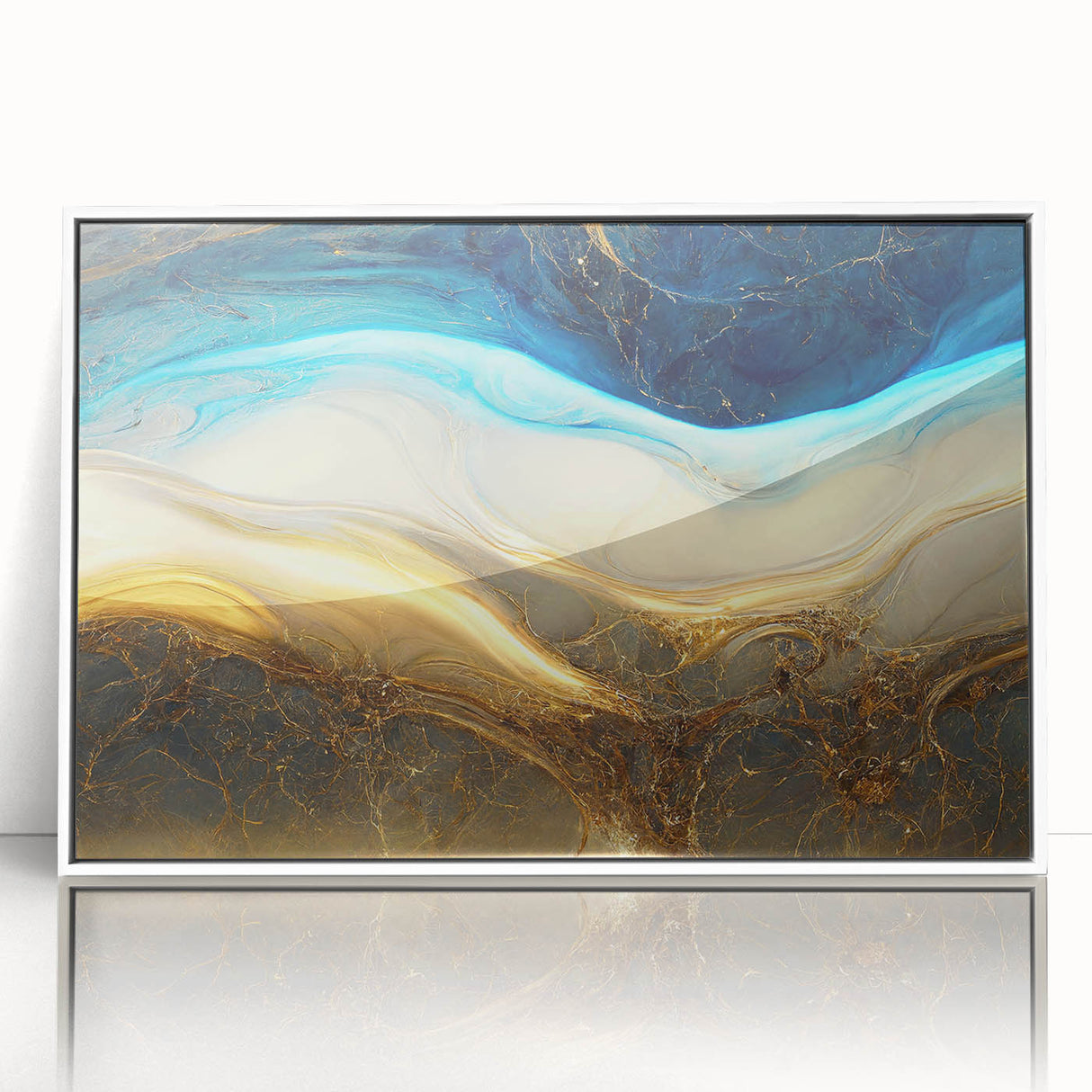 Framed abstract wall art showcasing colorful strokes and lines in a modern design, set against a white background for a contemporary touch.