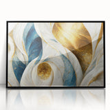 Framed abstract wall art showcasing dynamic strokes and lines in a modern black frame, perfect for contemporary home decor.