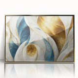 Abstract wall art featuring a collection of gold-accented strokes and lines, elegantly framed, perfect for modern home decor.