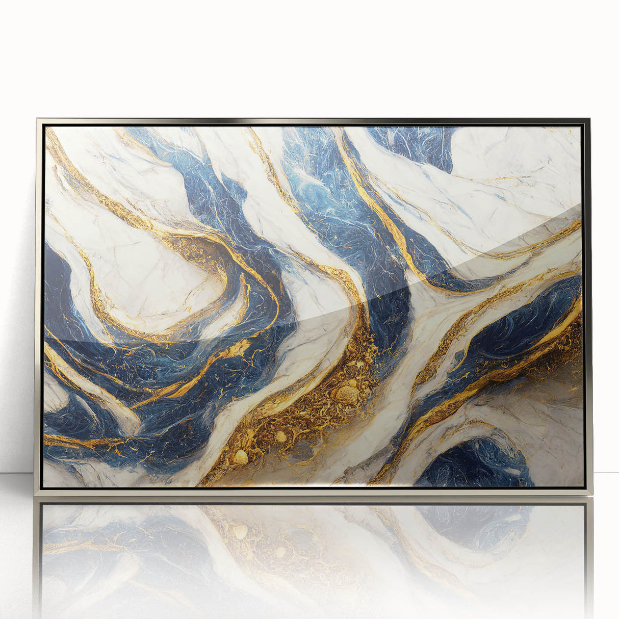 Framed abstract wall art showcasing colorful strokes and lines in silver and gray tones, perfect for modern decor enhancement.