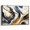 Framed canvas wall art featuring an abstract design of colorful strokes and lines, with a sleek black frame showcasing modern artistry.