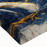 Close-up of an abstract wall art canvas showcasing vibrant strokes and lines in bold colors, perfect for modern home decor.