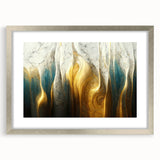 Abstract strokes and lines design wall art in a silver frame with matting, showcasing modern artistic flair and sophisticated elegance.