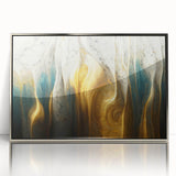 Framed abstract wall art featuring elegant strokes and lines in silver and gray, perfect for modern home decor, adding sophistication to any space.