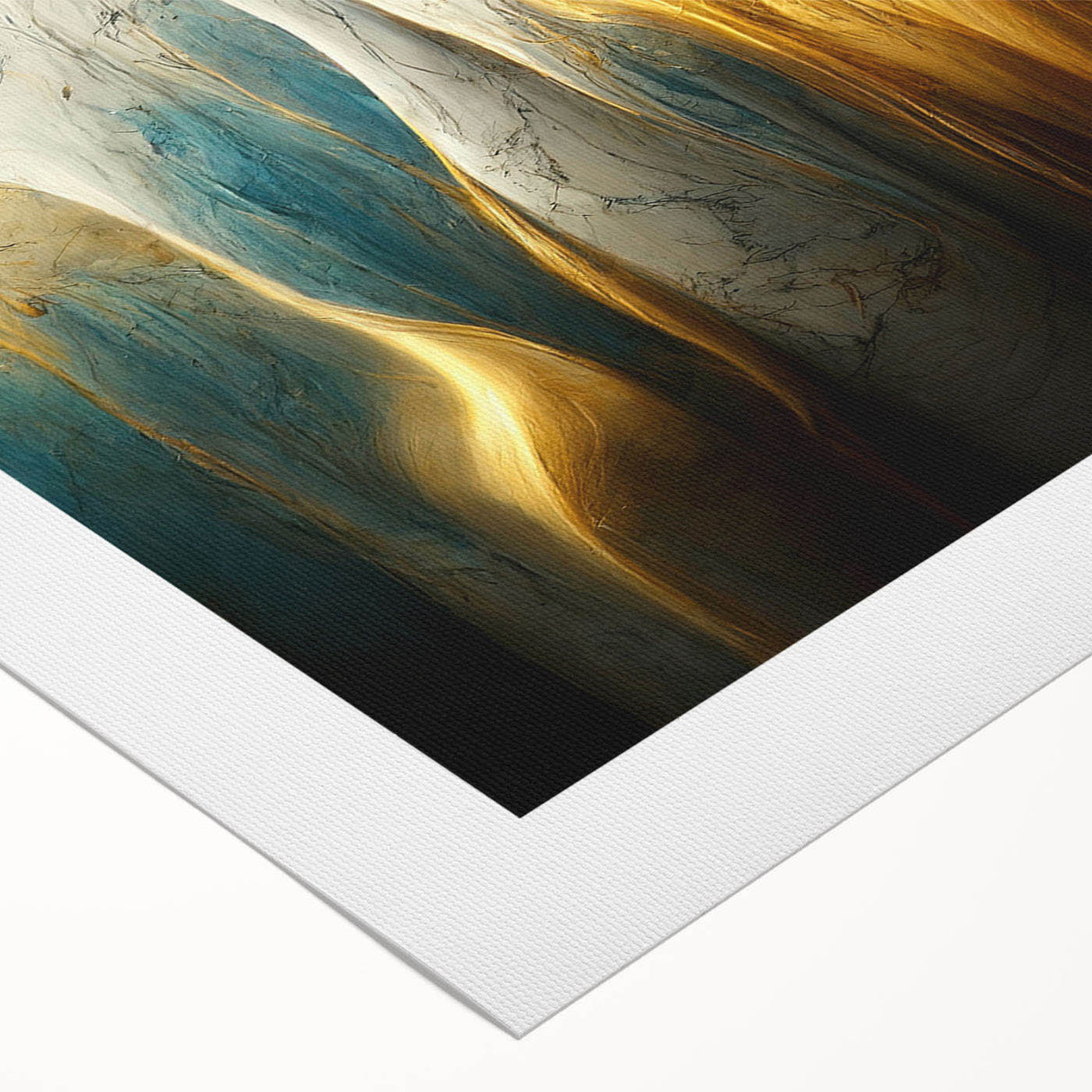 Abstract wall art design showcasing vibrant strokes and lines in shades of blue, orange, and yellow on rolled canvas, perfect for modern decor.