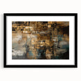 Abstract strokes and lines design in a black frame with matting, showcasing modern art for contemporary home decor or office spaces.