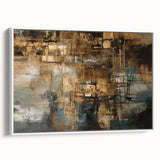 Framed abstract wall art featuring colorful strokes and lines on a white background, showcasing a modern artistic design perfect for home decor.