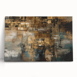 Abstract strokes and lines in vibrant colors create a modern wall art design on a stretched canvas, perfect for contemporary decor.