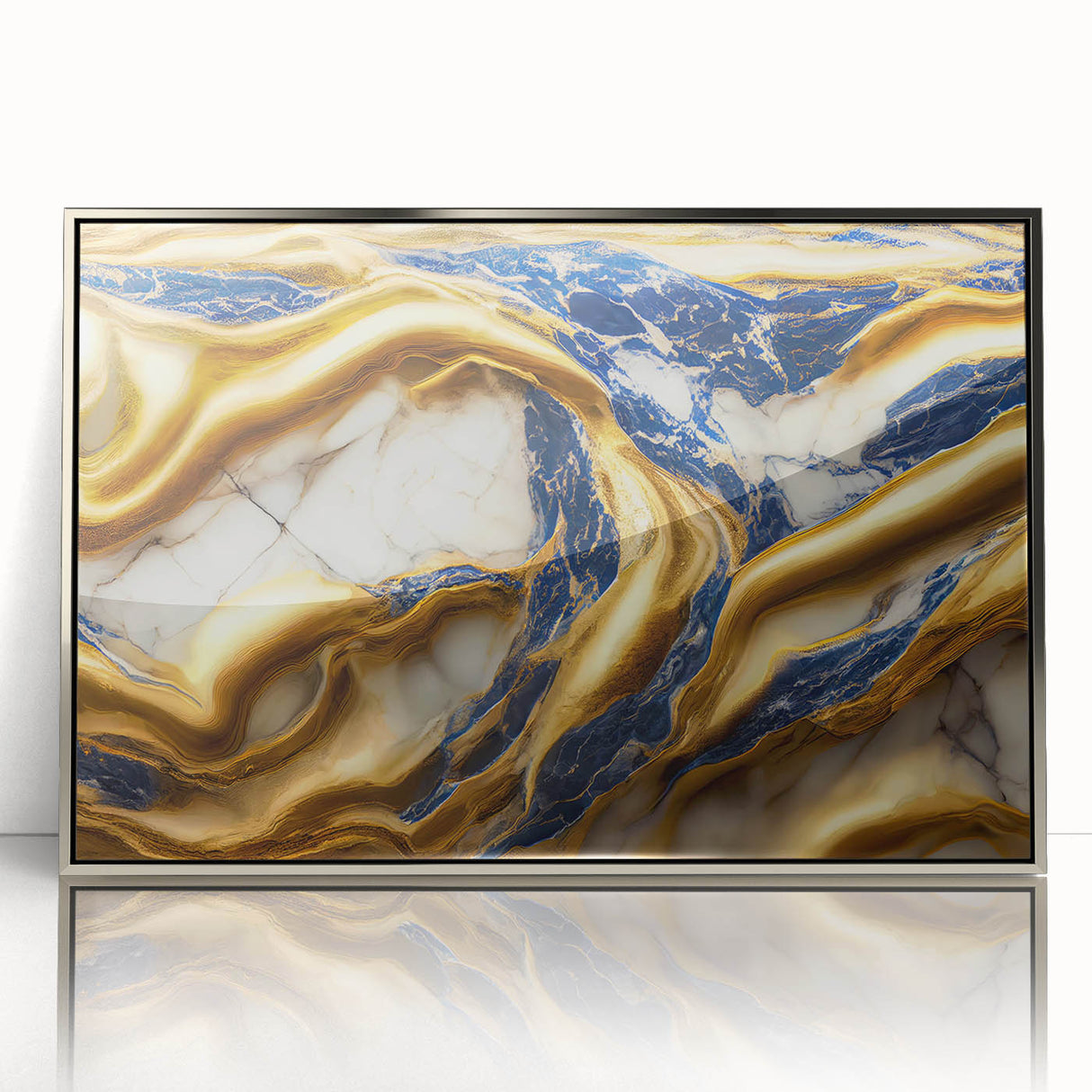 Framed abstract wall art featuring dynamic silver strokes and lines against a textured background, perfect for modern home decor.