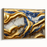 Framed canvas wall art showcasing an abstract design with gold strokes and lines, adding a modern touch to home decor and interiors.