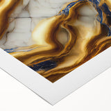Abstract wall art design featuring vibrant strokes and lines in blue, orange, and yellow hues on rolled canvas, ideal for modern decor.