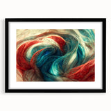 Framed abstract wall art featuring colorful strokes and lines in a modern design with a sleek black frame, perfect for contemporary decor.