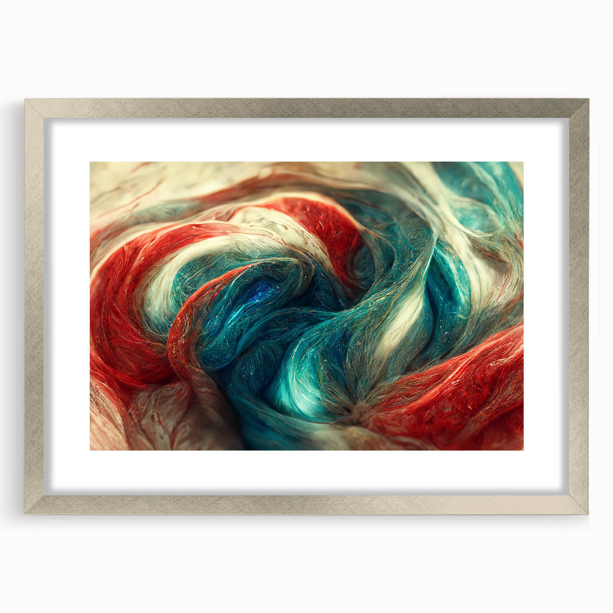 Framed abstract wall art showcasing colorful strokes and lines in a silver frame, perfect for modern home decor or office styling.