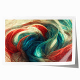 Abstract wall art print showcasing vibrant strokes and lines in shades of blue, orange, and yellow, ideal for modern decor and artistic spaces.