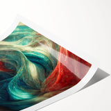 Abstract wall art print showcasing vibrant strokes and lines in a mix of bold colors, perfect for modern home decor or gallery display.