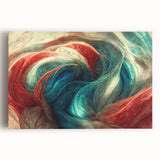 Colorful abstract strokes and lines design on stretched canvas, showcasing vibrant hues and modern artistry, perfect for contemporary decor.