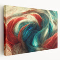 Abstract wall art canvas featuring vibrant strokes and lines in shades of blue, orange, and green, showcasing modern artistic design perfect for contemporary decor.