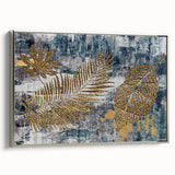 Framed canvas wall art showcasing an abstract design with dynamic strokes and lines in silver tones, perfect for modern home decor.