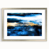 Abstract strokes and lines design in a silver-framed wall art piece, showcasing dynamic colors and artistic textures for modern decor.