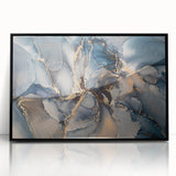 Framed abstract wall art featuring colorful strokes and lines on acrylic, showcasing a modern design in a sleek black frame, perfect for contemporary decor.