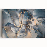 Abstract wall art canvas featuring colorful strokes and lines in vibrant hues of blue, orange, and yellow, perfect for modern decor.