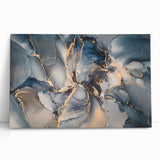 Abstract canvas wall art featuring vibrant strokes and lines in shades of blue, orange, and yellow, perfect for modern home decor.