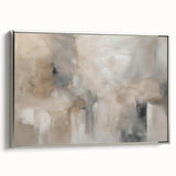 Framed abstract wall art featuring dynamic strokes and lines in silver and gray tones, perfect for modern home decor and stylish interiors.