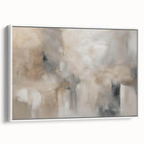 Framed abstract wall art showcasing colorful strokes and lines on a white canvas, adding a modern touch to any interior decor.