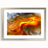 Abstract strokes and lines design wall art framed in silver, showcasing a modern aesthetic with a mat for added elegance and depth.