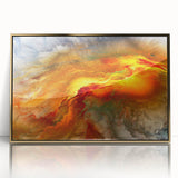 Framed abstract wall art featuring dynamic gold strokes and lines, set against a minimalist background, perfect for modern decor.