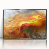 Framed abstract wall art featuring dynamic strokes and lines in silver and white, perfect for modern home decor and artistic ambiance.