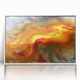 Framed abstract wall art featuring colorful strokes and lines in a modern design, set against a white background, perfect for contemporary decor.