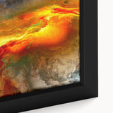 Close-up of an abstract strokes and lines wall art design on framed canvas, showcasing vibrant colors and dynamic shapes for modern decor.