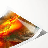 Abstract wall art print showcasing dynamic strokes and lines in vibrant colors, perfect for modern home decor, rolled for easy framing.