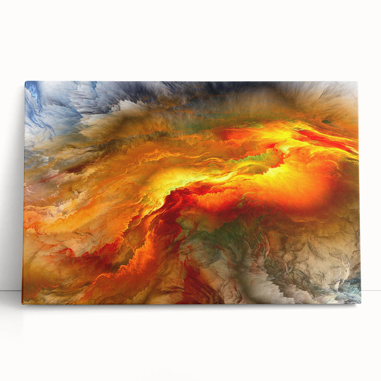 Abstract strokes and lines design on stretched canvas wall art, featuring vibrant colors and modern aesthetics, perfect for contemporary decor.