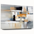 Abstract wall art featuring vibrant strokes and lines in a colorful design, displayed in an acrylic glass frame with mounting pins, adding a modern touch to any decor.